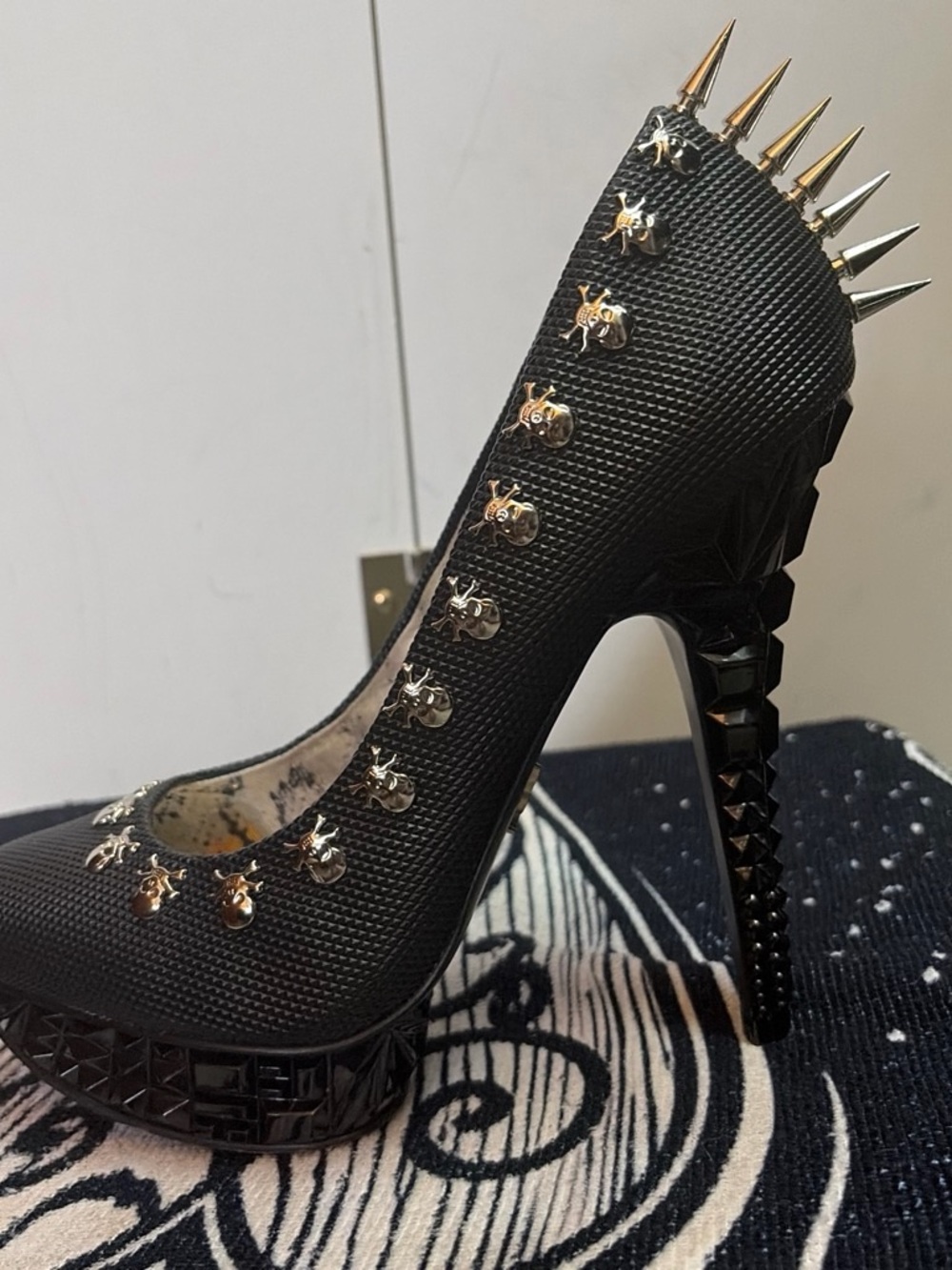 Rachel Zoe Black Platform Pumps with Silver Spike and Stud Accents - Picture 2 of 5